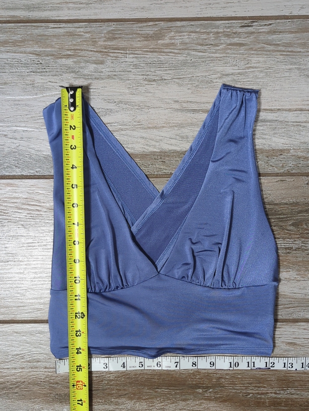 Urban Outfitters Blue Shimmer Criss Cross Tie Back Crop Top Medium - Picture 5 of 9